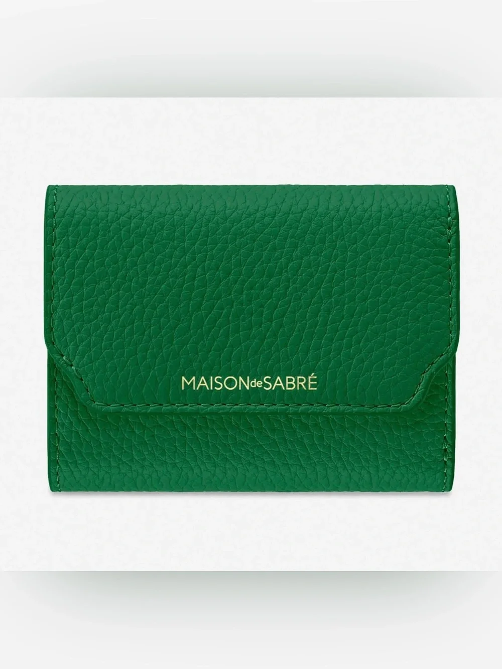 MAISON de SABRÉ Emerald Green Leather Trifold Card Wallet